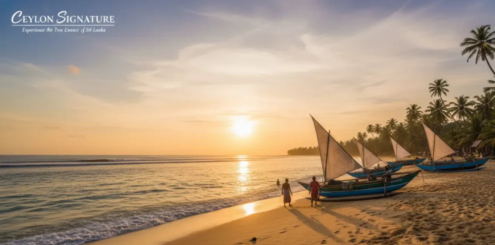Negombo Beach in Sri Lanka, a tropical travel destination with sun, sand, and luxury seaside experiences
