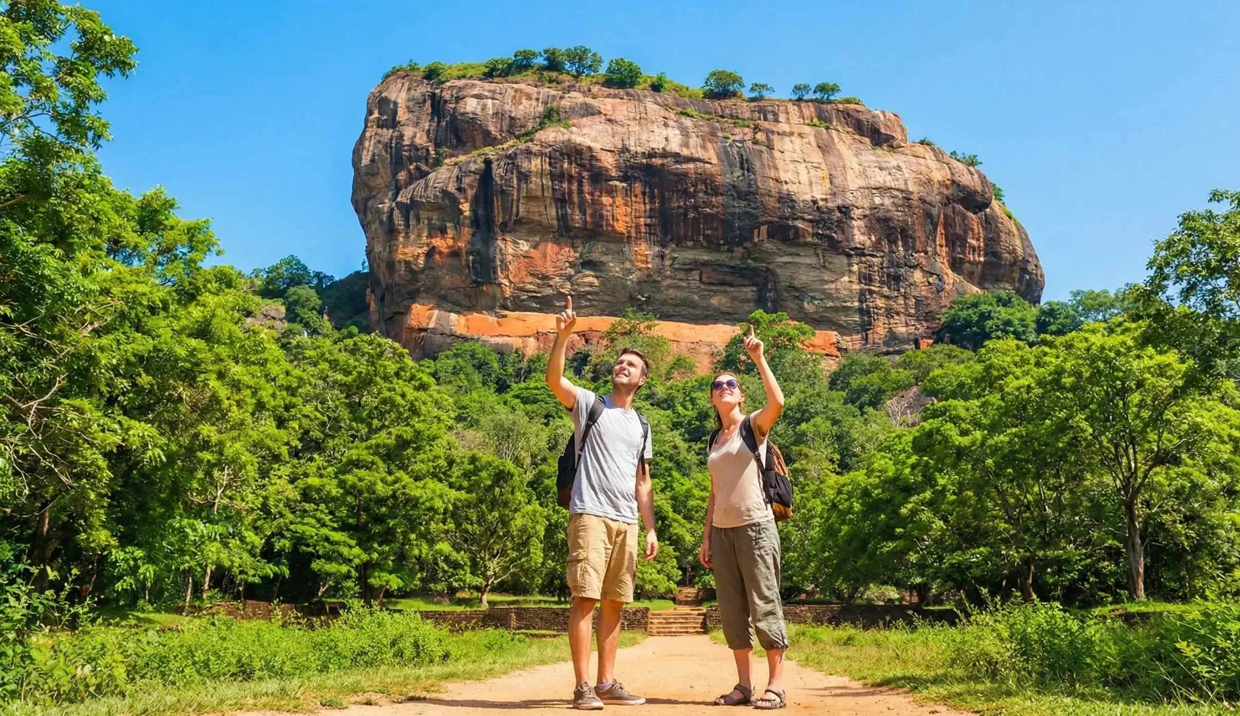 A majestic view of Sigiriya Lion Rock in Sri Lanka, ideal for travel and cultural tourism