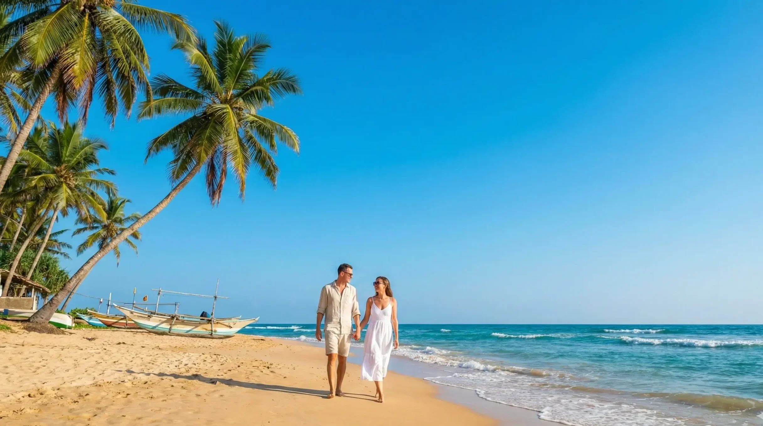 Happy tourist couple exploring Sri Lanka on a luxury travel adventure