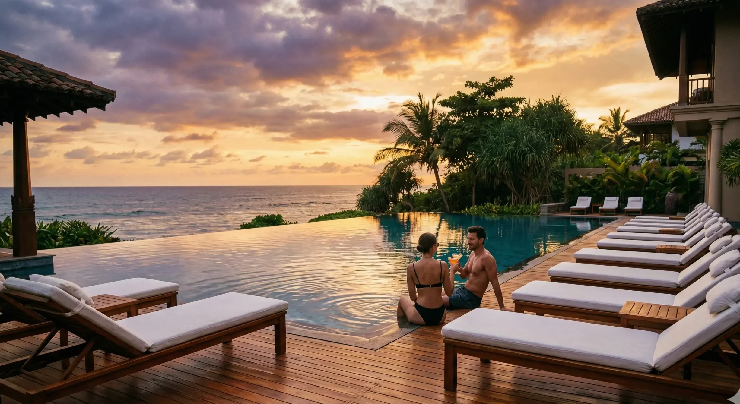 Stunning infinity pool at a luxury resort in Sri Lanka with scenic views