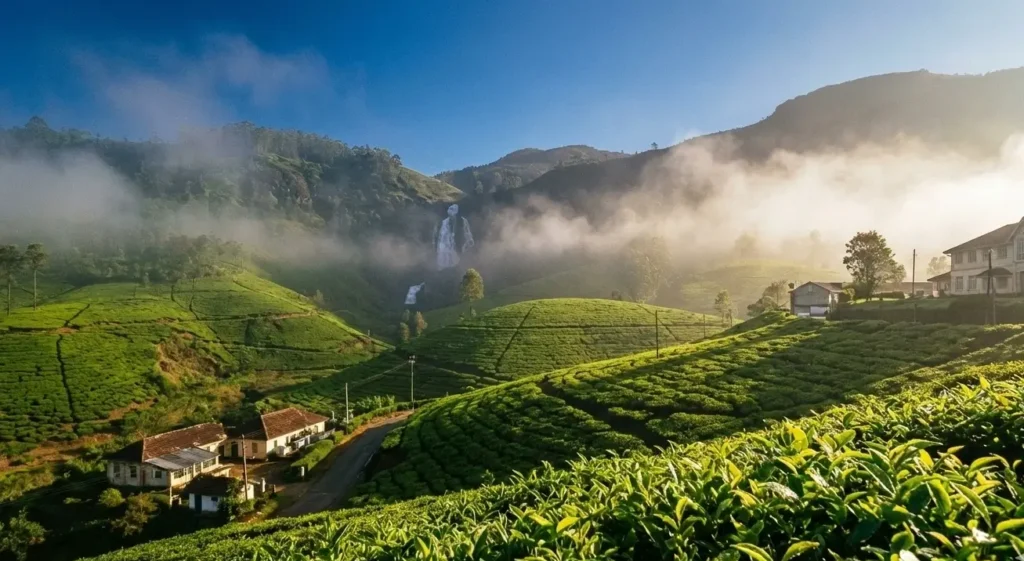 Malerische Teeplantage in Nuwara Eliya, Sri Lanka, perfekt für luxuriöse Reiseerlebnisse