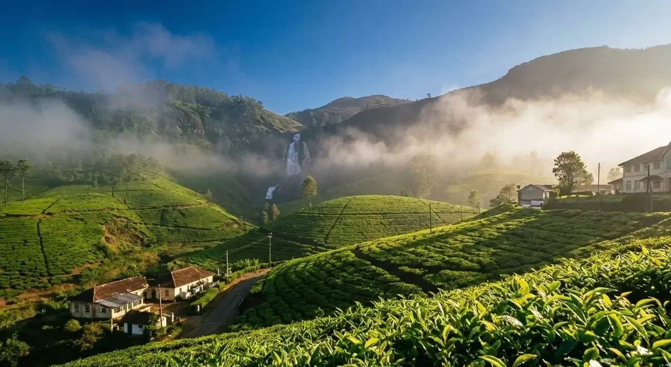 Scenic tea plantation in Nuwara Eliya, Sri Lanka, perfect for luxury travel experiences